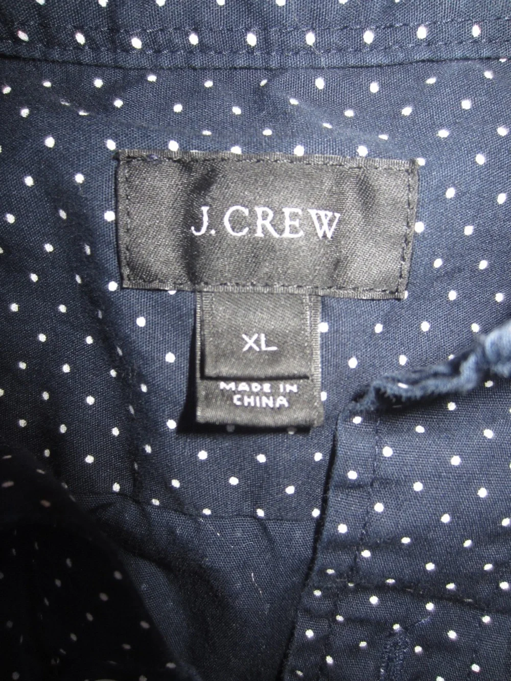 J. Crew Navy blue with white small polka dots button shirt - Size XL